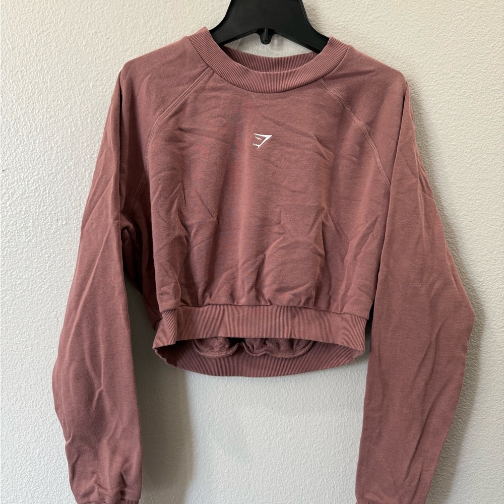 Gymshark Cropped Sweatshirt Mauve Dusty Purple | Small |Athleisure Crop Pullover - Picture 3 of 7